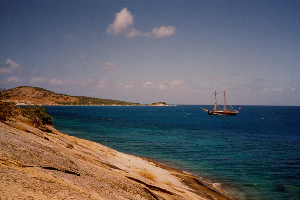 The Eye of the Wind anchored off Lizard Island.